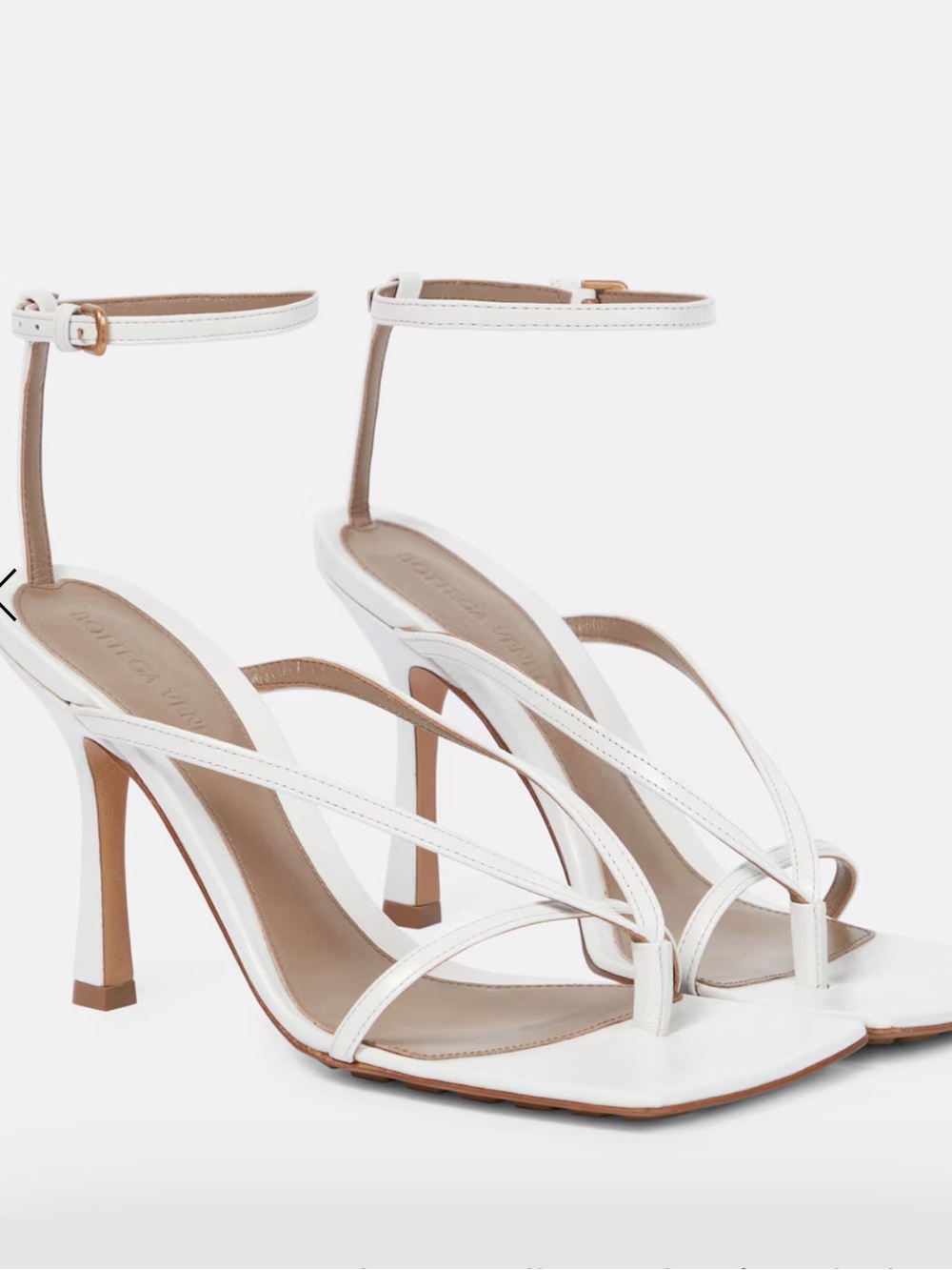 Bottega Veneta White Strappy Square-Toe Sandals